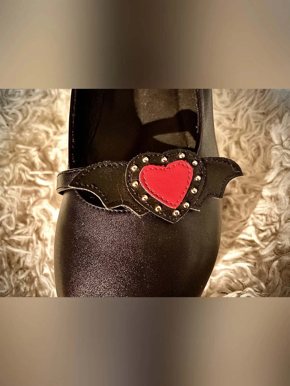 Black Lolita Valentine Women’s Platform Mary Jane Shoes with Red Heart Accent